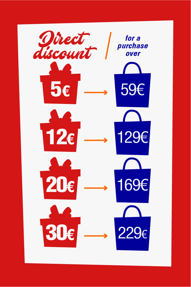 This Christmas, get a direct discount on your order of up to € 30 and a gift croissant